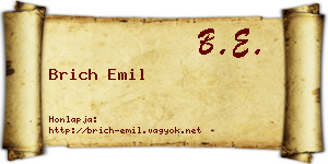 Brich Emil névjegykártya